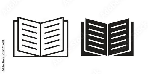 Book icons vector. Line and glyph design with editable stroke