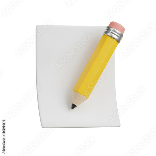 Pencil on blank notepad for creative writing and note taking