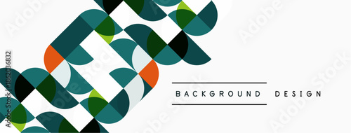 Abstract geometric pattern. Circles overlap, creating dynamic visual texture. Background features muted teal, orange, green hues.