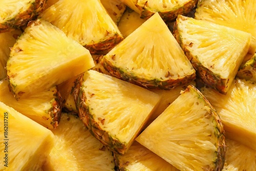 Fresh Juicy Pineapple Slices for Tropical Food and Refreshing Beverage Design