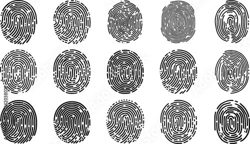 Biometric Fingerprint Security Identity Scan Vector Set