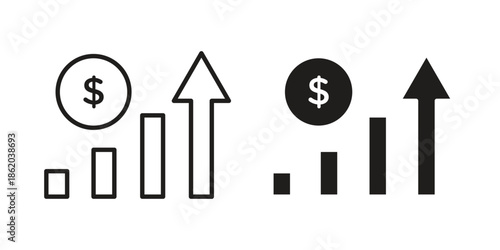 Chat arrow grow icons vector. Line and glyph design with editable stroke