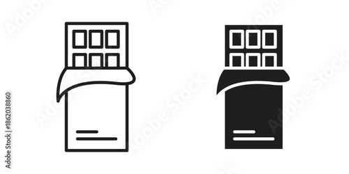 Chocolate icons vector. Line and glyph design with editable stroke