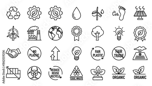 Collection of Eco Friendly Icons Symbols.