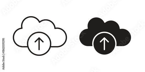 Cloud upload icons vector. Line and glyph design with editable stroke