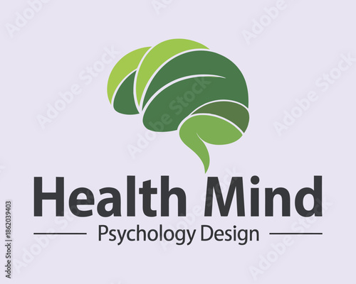 mental health logo design vector with brain nature and herbal concept for psychology counseling holistic therapy wellness center and medical clinic branding.