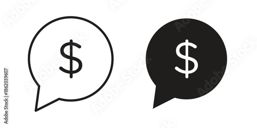 Comment dollar icons vector. Line and glyph design with editable stroke
