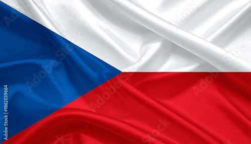 Czech Republic National Flag with White and Red Horizontal Stripes and Blue Triangle from Hoist Side