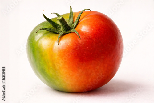 Wallpaper Mural Studio close-up of a single tomato showing green to red color transition, representing ripeness stages and freshness. Torontodigital.ca