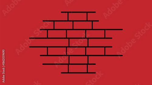 Red Brick Wall Abstract Flat Background.