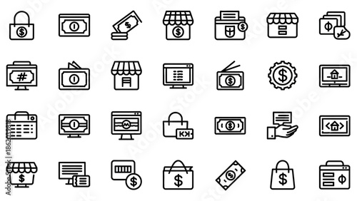 Collection of Finance and Commerce Icons.