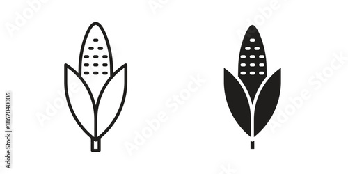 Corn icons vector. Line and glyph design with editable stroke