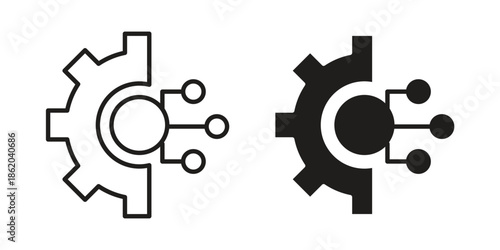 Digital transformation icons vector. Line and glyph design with editable stroke