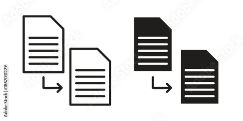 Duplicate icons vector. Line and glyph design with editable stroke