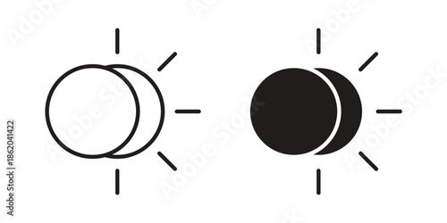 Eclipse icons vector. Line and glyph design with editable stroke