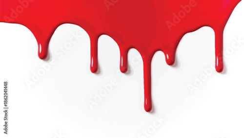 Red blood dripping effect on white background