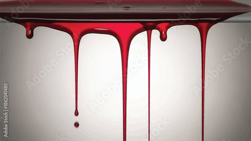 Red blood dripping effect on white background
