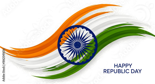 Happy republic day india celebration with tricolor flag design