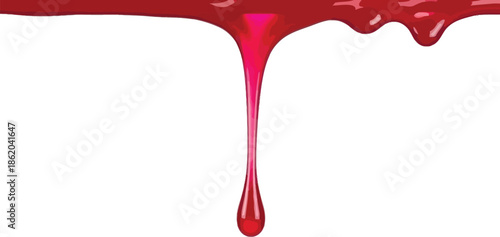 Red blood dripping effect on white background
