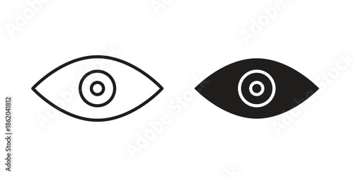 Eye icons vector. Line and glyph design with editable stroke