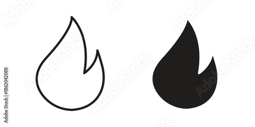 Flame icons vector. Line and glyph design with editable stroke