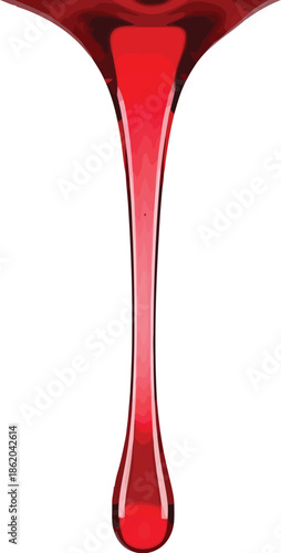Red blood dripping effect on white background