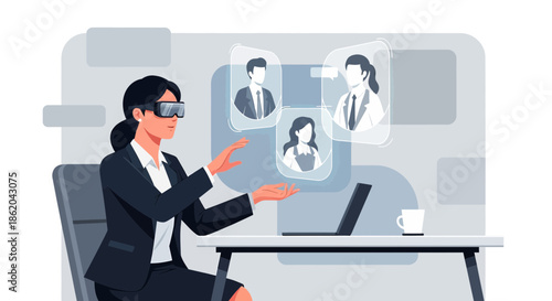 Innovative virtual collaboration using vr headset for remote teamwork and communication sessions
