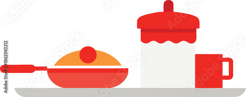 Pancake breakfast set flat design