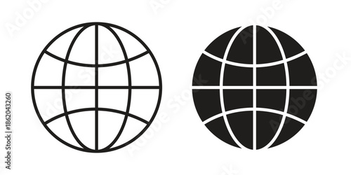 Globe icons vector. Line and glyph design with editable stroke
