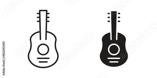 Guitar icons vector. Line and glyph design with editable stroke