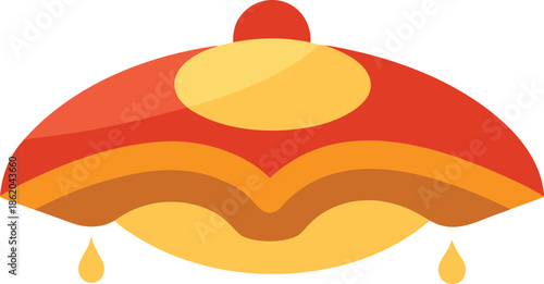 Stacked pancakes with syrup drizzle