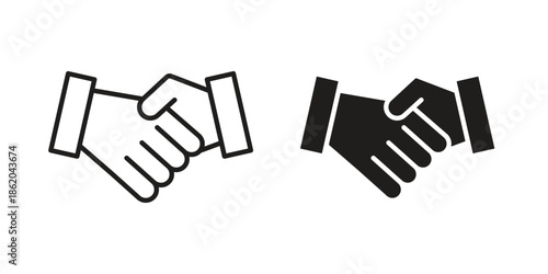 Handshake icons vector. Line and glyph design with editable stroke