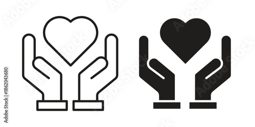 Heart Health icons vector. Line and glyph design with editable stroke