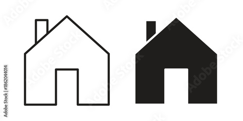 Home icons vector. Line and glyph design with editable stroke