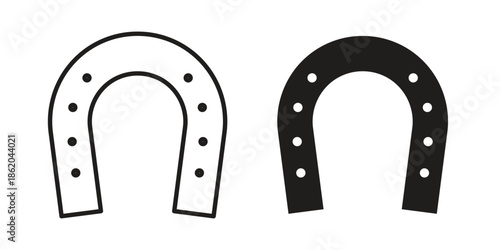Horseshoe icons vector. Line and glyph design with editable stroke
