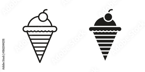 Ice cream icons vector. Line and glyph design with editable stroke