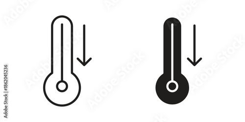Low Temperature icons vector. Line and glyph design with editable stroke