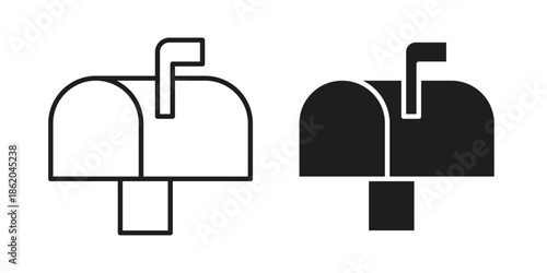 Mailbox icons vector. Line and glyph design with editable stroke