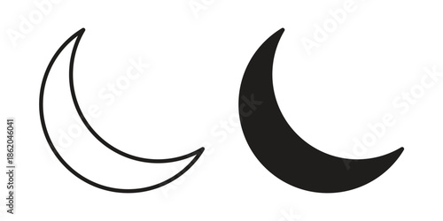 Moon icons vector. Line and glyph design with editable stroke