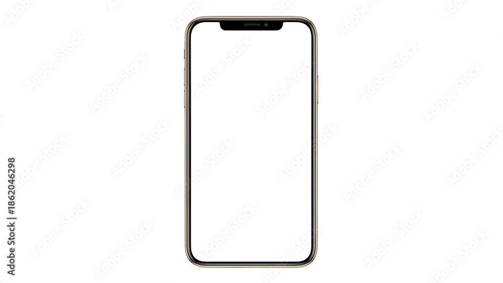 Αυτοκόλλητο Gold smartphone PNG isolated on transparent background, modern mobile phone mock