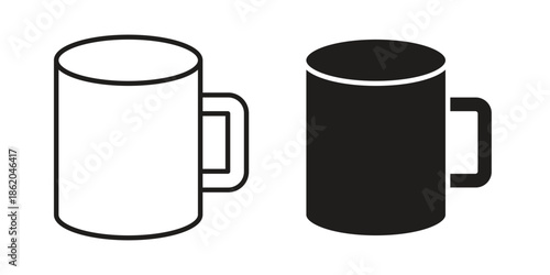 Mug icons vector. Line and glyph design with editable stroke