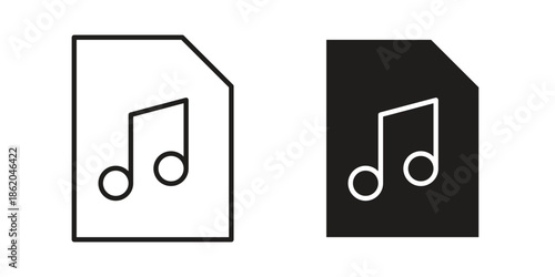 Music File icons vector. Line and glyph design with editable stroke