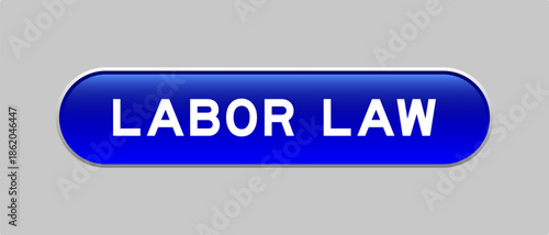 Blue color capsule shape button with word labor law on gray background