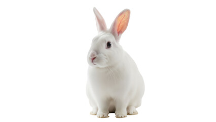 Adorable white rabbit PNG isolated on transparent background, cute bunny pet for Easter and spring designs