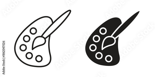 Palette icons vector. Line and glyph design with editable stroke