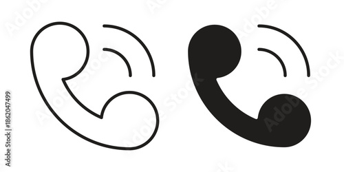 Phone call icons vector. Line and glyph design with editable stroke