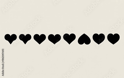 Black hearts on white background