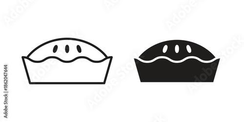 Pie icons vector. Line and glyph design with editable stroke