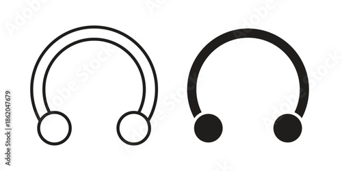 Piercing icons vector. Line and glyph design with editable stroke