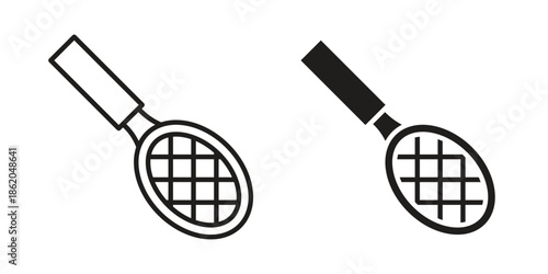 Racquet icons vector. Line and glyph design with editable stroke